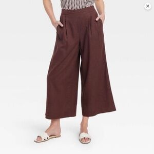 Women's Super High-Rise Wide Leg Linen Culotte Pants - A New Day™